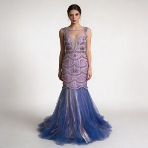 VIENNA PROM | Purple Beaded Trumpet Ball Down Sz 8